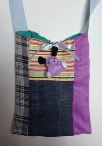 Handmade Bag Qulted Girls Multi Color Cotton Fabrics Pocket Purse Tote Gift - Picture 1 of 10