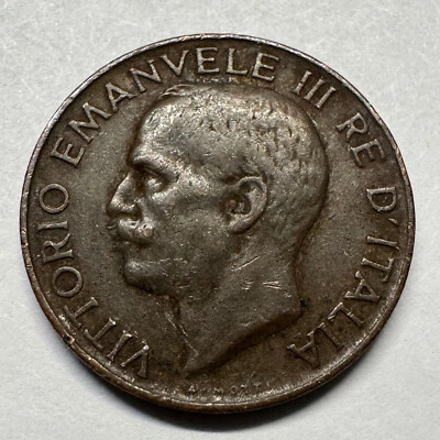 1922 年意大利 5 Centesimi - 美丽硬币 - #A-068 — 第 1/2 张图片