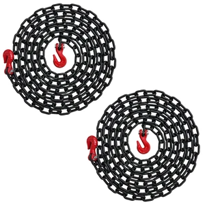 2PK Falcon Cargo 1/4" X 15' G80 Tow Chain Transport Binder 3,500 LBS Grab Hooks - Picture 1 of 6