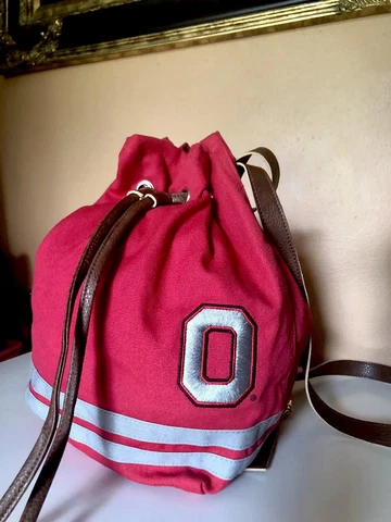 OSU Ohio State Drawsting Bucket Bag Embroidered Mini Bookbag Cover