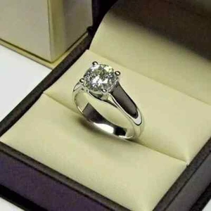 2Ct Round Lab Created Diamond Solitaire Engagement Ring 14K White Gold Plated - Picture 1 of 7