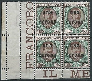 1919 DALMAZIA 1 CORONA QUARTINA LUSSO MNH ** - ED729-3 - Picture 1 of 1