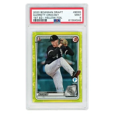 Garrett Crochet (YELLOW Foil #06/75) 2020 Bowman Draft 1st Edition - MINT PSA-9 - Image 1 of 2