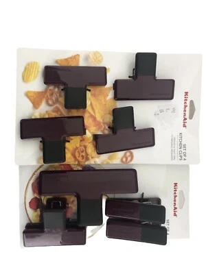 New KitchenAid Set of 8 Large Strong Kitchen Chip Clips - Beet Plum Purple HBRA - Image 1 of 2