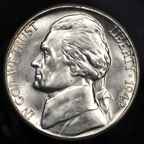 1942-S Jefferson Silver War Nickel -- Highly Lustrous Gem BU Cover