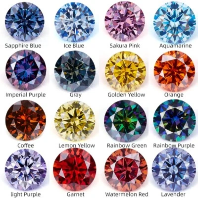 Various Colors 5-9mm Round Brilliant Loose Moissanite Stone Pink Excellent W.GRA - Image 1 of 4