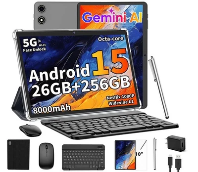 Android 15 Tablet with Keyboard, 26GB RAM+256GB ROM(2TB Expand), 10 inch tabl... - Image 1 of 4