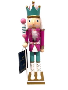 Dabney Lee Christmas Pink crown king staff Soldier 15" wooden Nutcracker new nwt - Picture 1 of 4