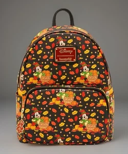 NUEVO CON ETIQUETAS Loungefly Disney Mickey Mouse Otoño Follaje Calabaza Mini Mochila! - Imagen 1 de 11