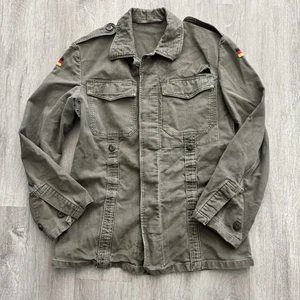 Vintage German Army Shirt Mens Medium Olive Green Military Field Bundeswehr 90s - Picture 1 of 7