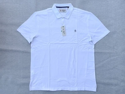 Original Penguin Men L XL White Classic Logo Regular Fit Pique Cotton Polo Shirt - Image 1 of 4