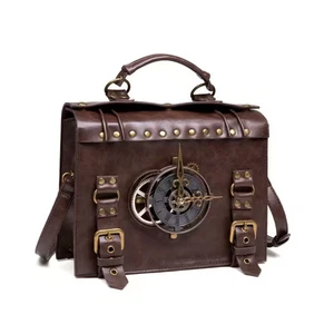 Female Handbag Steampunk Vintage Gear Clock Shoulder Bag Retro Medieval Buckle - Picture 1 of 10
