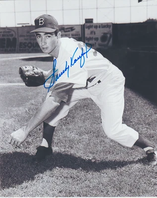 Sandy Koufax Signed Black & White 8x10 Photo - Young Brooklyn Dodgers - w/COA - Image 1 of 3