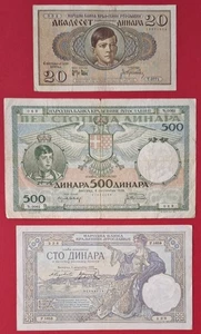 500 Dinara 1935 Jugoslawien 100 Dinara 1929 20 Dinara 1939 Banknoten drei Stück - Bild 1 von 7