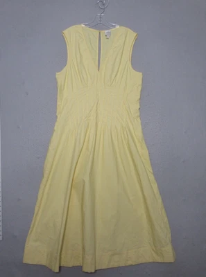 Maeve Anthropologie Dress XL Yellow Midi Hailey Keyhole Pintuck Flattering Boho - Image 1 of 4