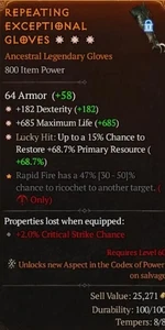 Diablo 4 S10 3GA Tal rasha's iridescent loop Special affix high roll 19.5% - Picture 1 of 1