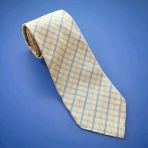 NEU BROOKS BROTHERS Makers Seidenkrawatte gelb & blau Kreuzluke 59 x 3,5" Neu mit Etikett - Bild 1 von 8