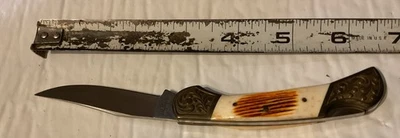 Faca Lockback Vintage 1980 Parker Imai Seki Japão 4,75" Pergaminho Dobrável Caçador - Imagem 1 de 4