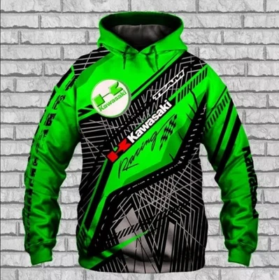 Kawasaki grüner Hoodie 3D Teem Racing rundum bedruckt als Geschenk schön heißer Trend - Bild 1 von 4