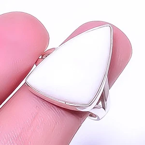 White Scolecite - India Silver Plated Jewelry Ring s.7.5 R1973-7, Christmas Gift - Picture 1 of 6