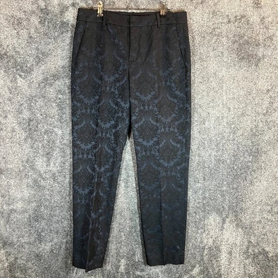 ZARA Women Dress Pants Size Medium Dark Blue Floral Print Formal Textured New - Image 1 of 4