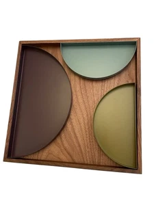 x4 Trays AYTM Walnut/Iron Unity Large 35.7x35.7x3cm BRAND NEW £164.00 RRP - Picture 1 of 12