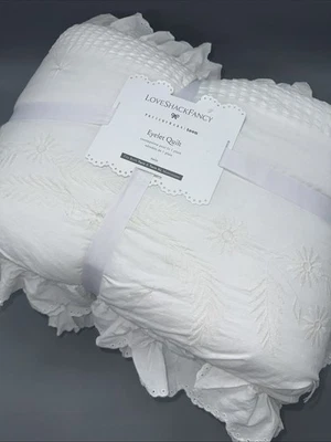 Pottery Barn Teen LoveShackFancy Eyelet Quilt Twin/Twin XL- White- New - Image 1 of 4