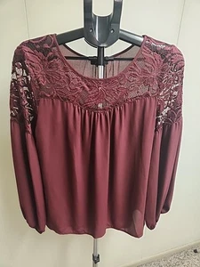 Alyx Flutter Sleeve Blouse Marron Size Large - Picture 1 of 8