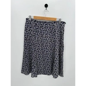 Falda Dressbarn Mujer Grande Púrpura Microfloral Hasta la Rodilla Falda Cintura Elástica - Imagen 1 de 7