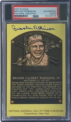 Brooks Robinson Signed 4x6 Baltimore Orioles HOF Plaque Card PSA/DNA 85025714 - Image 1 of 3