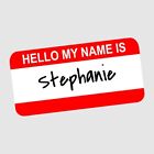 Hello My Name Is Premium personalisiertes Namensschild mit roten Trägern 76 x 38 mm