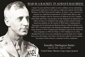 SMEDLEY BUTLER quote about war VINTAGE PHOTO POSTER "war is a racket" 20x30 - Picture 1 of 1