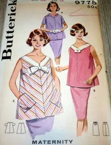 *LOVELY VTG 1950s MATERNITY TOP & SKIRT Butterick Sewing Pattern 12/32 FF - Picture 1 of 1