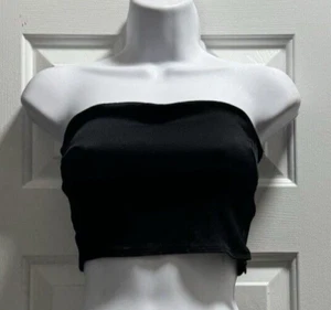 Zara Women Black Strapless With Zipper Crop Tube Top Basic Size S GUC - Picture 1 of 10