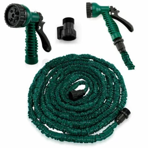 Green Expanding Flexible Garden Water Hose with Spray Nozzle 4 Sizes 25ft-100ft - Picture 1 of 3