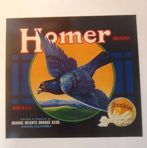 Lot of 10 Vintage ORIGINAL Crate Labels Homer Brand Oranges Pigeon Lot 32 - Picture 1 of 2