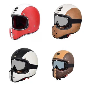 Full face motorcycle helmet PU leather helmet retro decal vintage cool custom co - Picture 1 of 14