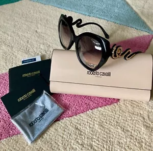 Roberto Cavalli Chianciano Oversized Black Crystal Snake Butterfly Sunglasses - Picture 1 of 9