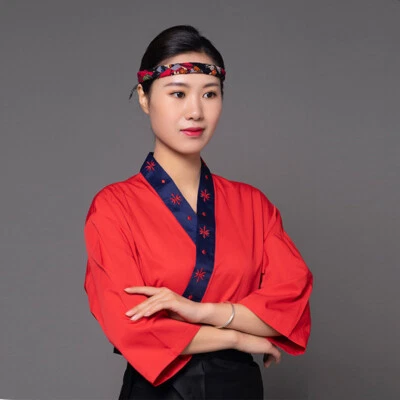 Sushi Chef Coat Serving Short Kimono Sushi Chef Jacket Japan Restaurant Uniform - Image 1 of 4