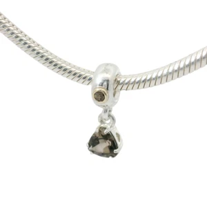 VERY RARE Genuine PANDORA 790584SQ Close To My Heart Silver & 14k Smoky Quartz D - Picture 1 of 4