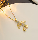 Silver/Gold Titanium Disney Mickey Mouse Pave CZ Pendant Chain Necklace