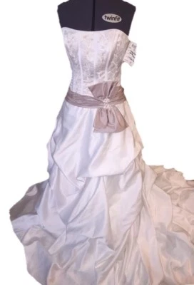 NWT Maggie Sottero Ivana Wedding Dress Sz 10 Diamond White Satin Corset Gown - Image 1 of 4