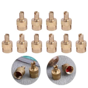 10PCS Slotted Head Valve Stem Caps + Core Remover Tool for Car Motorcycle Copper - Picture 1 of 14