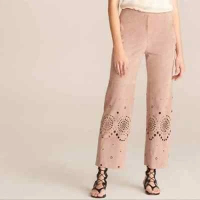 NWT REBECCA TAYLOR SUEDE LASER CUT PANTS - Image 1 of 4