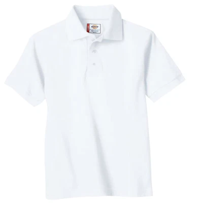 Dickies Boys' Short Sleeve Pique Polo, White, Medium 5/6 - Image 1 of 4