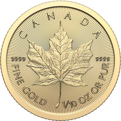 Canada Gold Maple Leaf - 1/10 oz - $5 - .9999 Fine - Random Date - Image 1 of 2