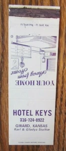 GIRARD, KANSAS: CUBIERTA DE CERILLAS DE HOTEL -E - Imagen 1 de 1