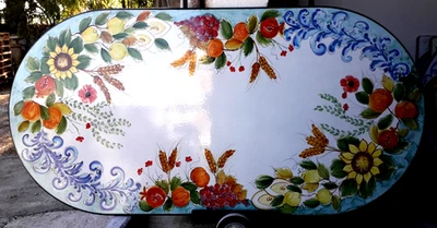 Tavolo in pietra lavica dell'etna dipinto a mano. - Immagine 1 di 4