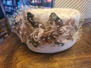 Vtg White Pillbox Hat 1950s Lavender Flowers - Picture 1 of 5