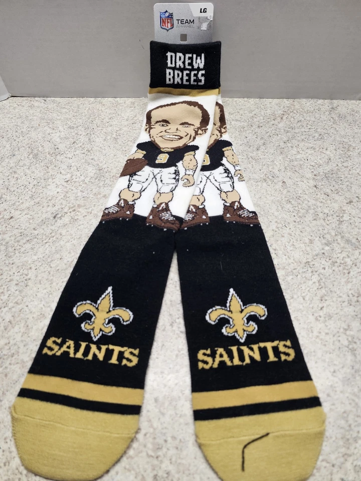 Calcetines Drew Brees New Orleans Saints NFL Crew Talla L Ropa Equipo NFL NUEVOS CON ETIQUETAS  Foto 1 de 4